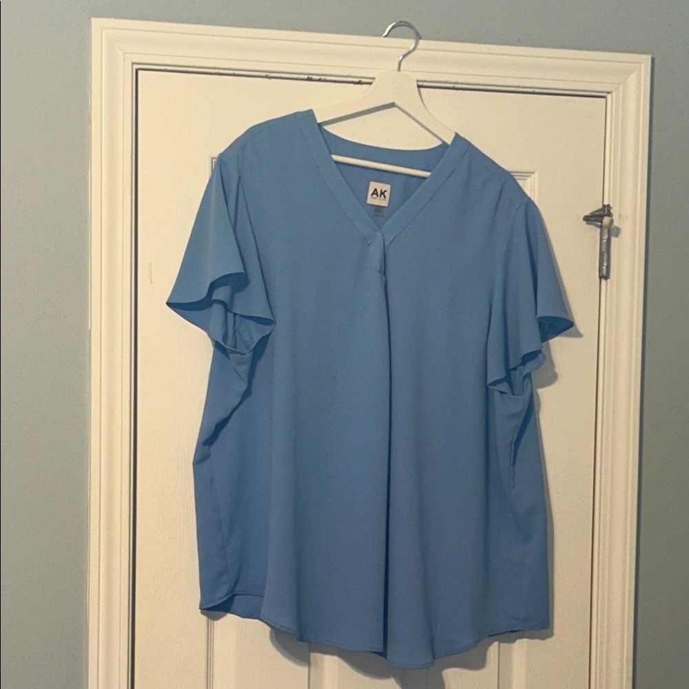 Anne Klein Light Blue V-Neck Blouse
